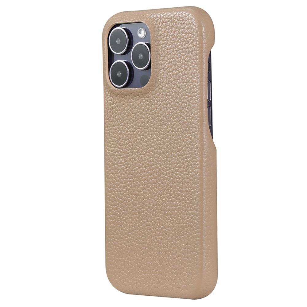 

For iPhone 16 Pro Max Case Litchi Texture PU Leather PET Phone Back Cover Light Brown