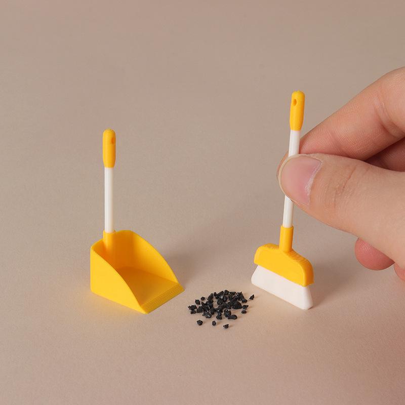 1:12 Dollhouse Mini Cleaning Set - Broom & Dustpan Model Props for BJD