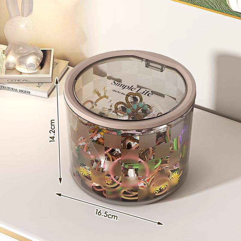New Mini Desktop Storage Box with Lid Dust Proof Hair Accessories Organizer Makeup Sundries Bucket Holder Case Desktop Trash Can