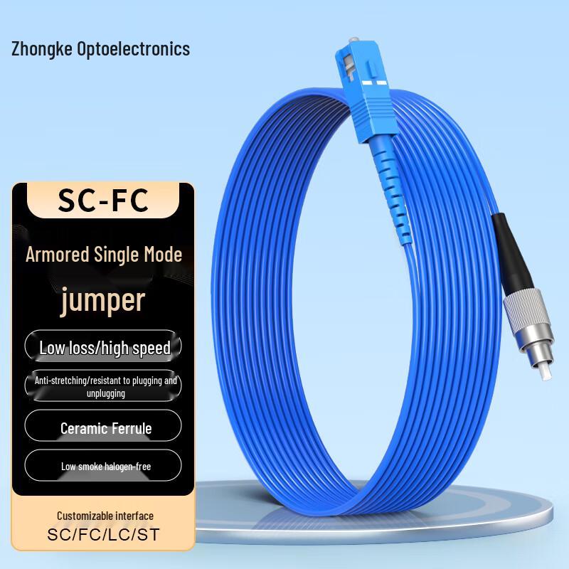 

Zhongke Optoelectronics Industrial Armored Single-Mode SC-FC Fiber Optic Patch Cable 1 meter