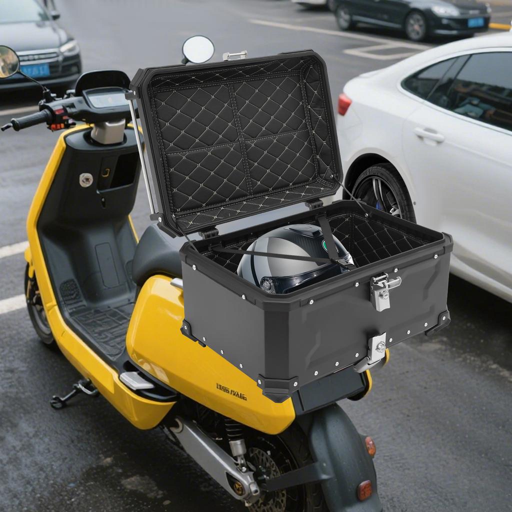 65L Motorcycle Case, Load 10kg, Lockable Storage Tail Box for Cruiser Sport Bike Touring, Universal Mount with Easy Installation