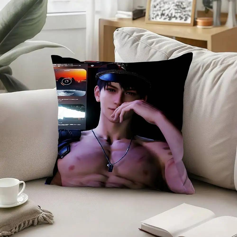Otome Game Character Pillow Covers Handsome Male Print Polyester Pillowcases for Bedroom Living Room Anime Game Themed Home De