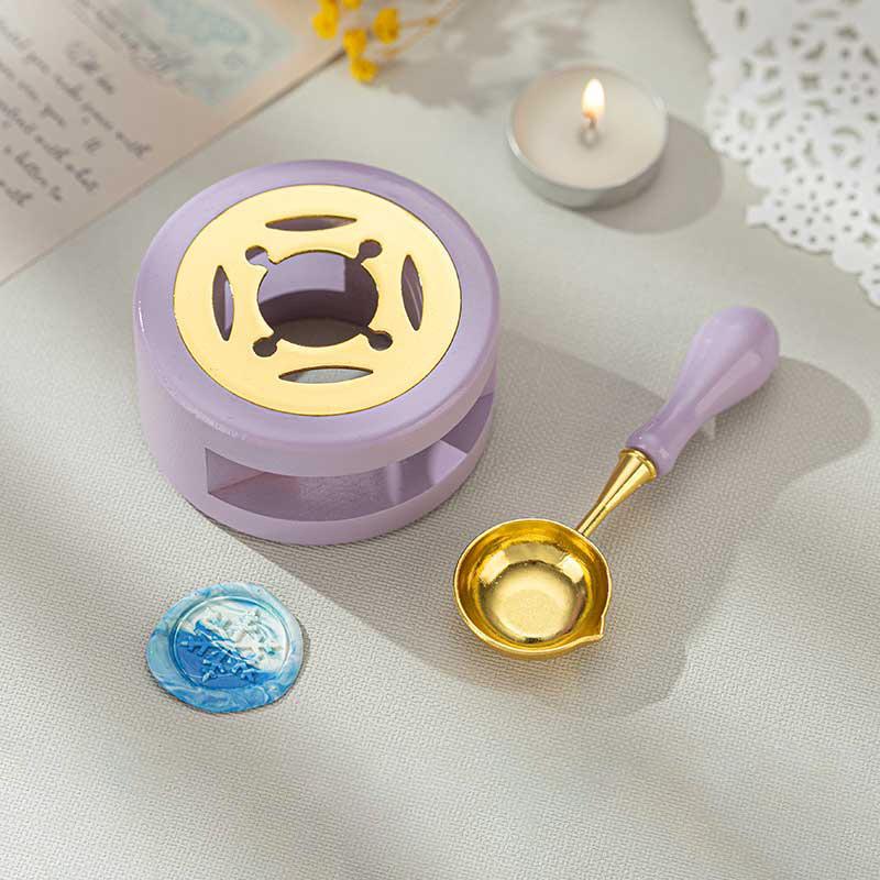 2PC/SET Wax Seal Stamp Kit With Sealing Wax Warmer, Wax Melting Spoon For Wedding Gift Envelopes
