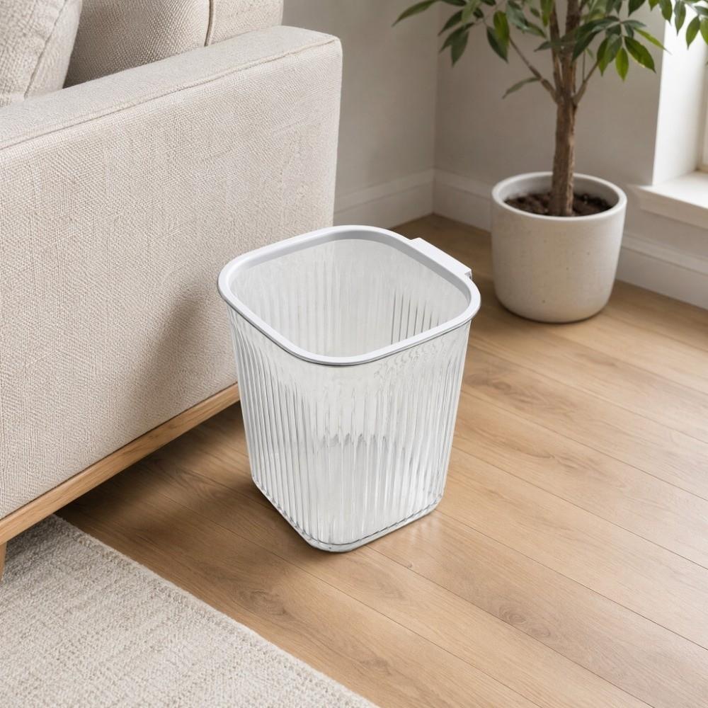 Thicken Transparent Trash Can Luxury Stripe Garbage Container Trash Basket Home Living Room