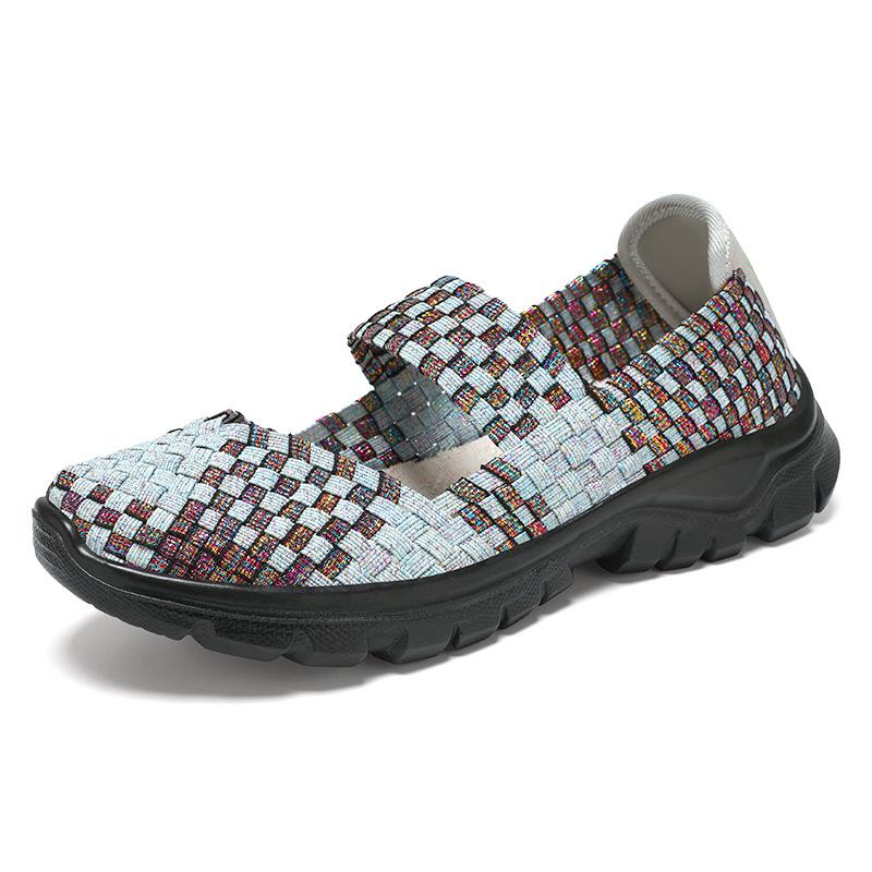 

Женские лоферы ручной вязки, кроссовки, повседневные легкие нескользящие прогулочные туфли, дышащие модельные туфли на плоской подошве, низкие рабочие туфли-лоферы для женщин 40