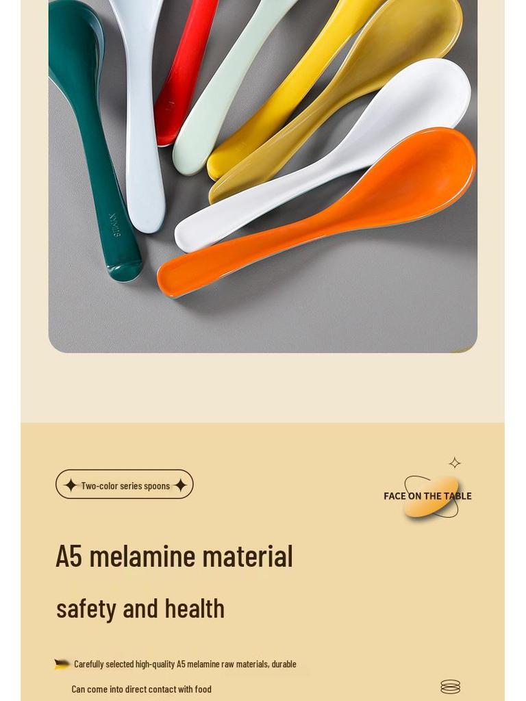 Xiangyuanmei Colorful Melamine Soup Spoon - Restaurant & Hotel Stirring Spoon, Imitation Porcelain, Plastic, for Hot Pot