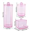 1/3 Pcs Acrylic Qtip Holder with Lid Clear Pink Cotton Pad Holder Bathroom Makeup Organizers Containers Storage Box