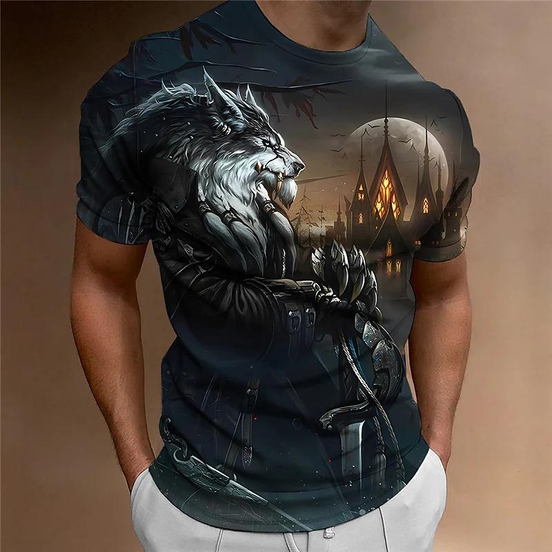 Ανδρικό μπλουζάκι Wolf 3D μπλουζάκι με στάμπα αετού Μπλουζάκια Vintage κοντομάνικα ρούχα με σχέδια ζώων Υπερμεγέθη Tees Casual Ανδρικά ρούχα