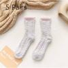 5 Pairs of Female Autumn and Winter Fleece Thick Mid Tube Floor Socks