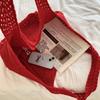 Women Crochet Tote Candy Bag Fashi Knitted Large Capacity Woven Shoulder Bags Solid Color Simple Shopping Bag for Summer Beach