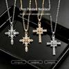 Trendy European & American Copper Zirconia Cross Pendant Necklace - Hip Hop Style