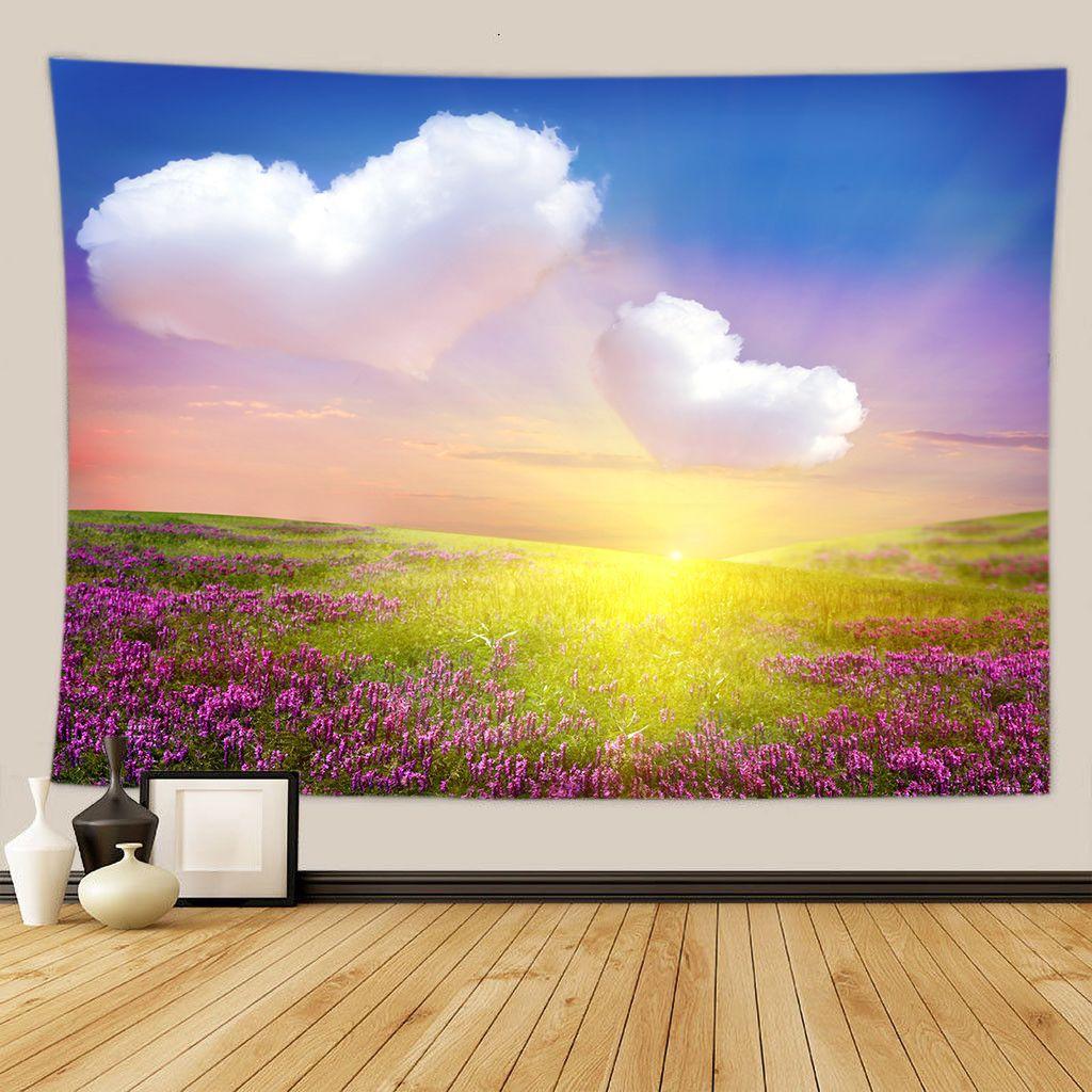 Green Forest Tree Wall Hanging Tapestries Mandala Natural Stream Flower Bedroom Wall Decor Camping Blanket  Dropshipping