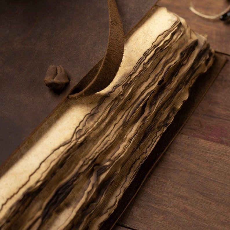 Vintage look- Leather Notebook, Genuine Leather-bound Journal, Leather Notebook Vintage look Paper, Book of Shadow Vintage look Deckle Edge
