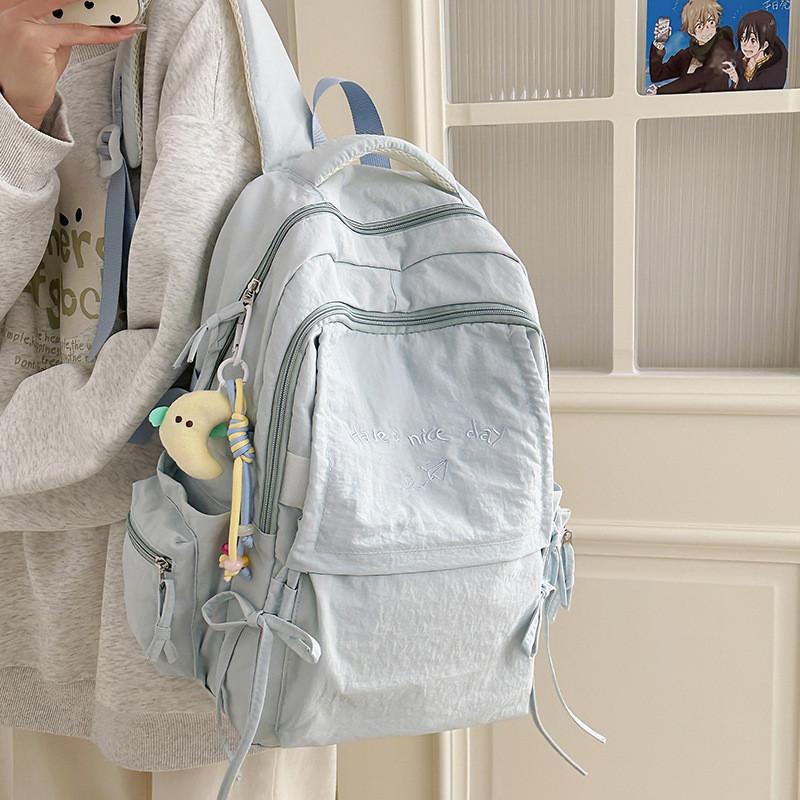 Large Capacity Nylon School Backpack For Teen Students With Antiload Burden Design For Middle School Use