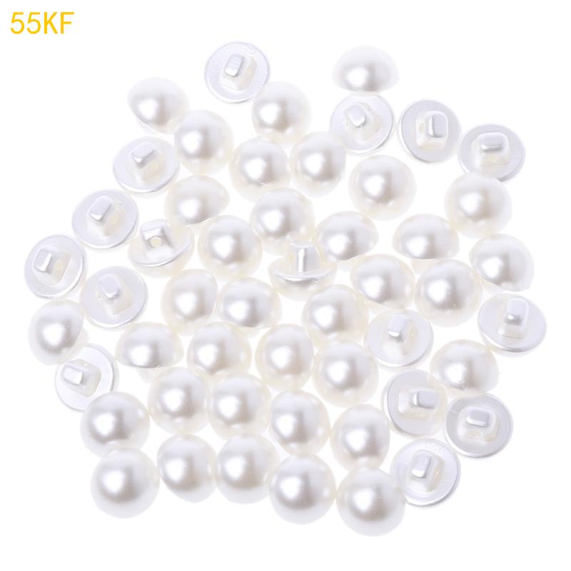 55KF 50Pcs Faux Pearl Buttons Fit Sewing Scrapbook Backhole Sewing Crafts 10/11.5mm