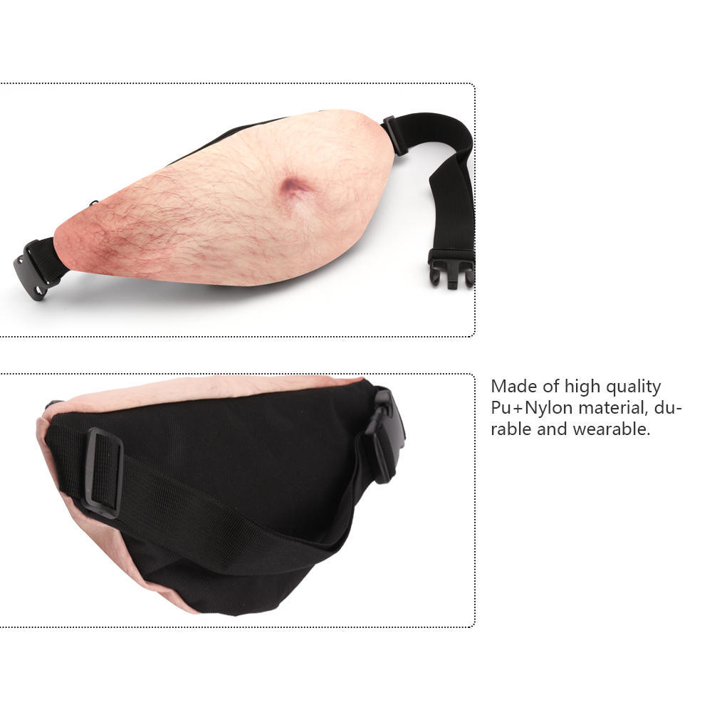 hairy stomach fanny pack