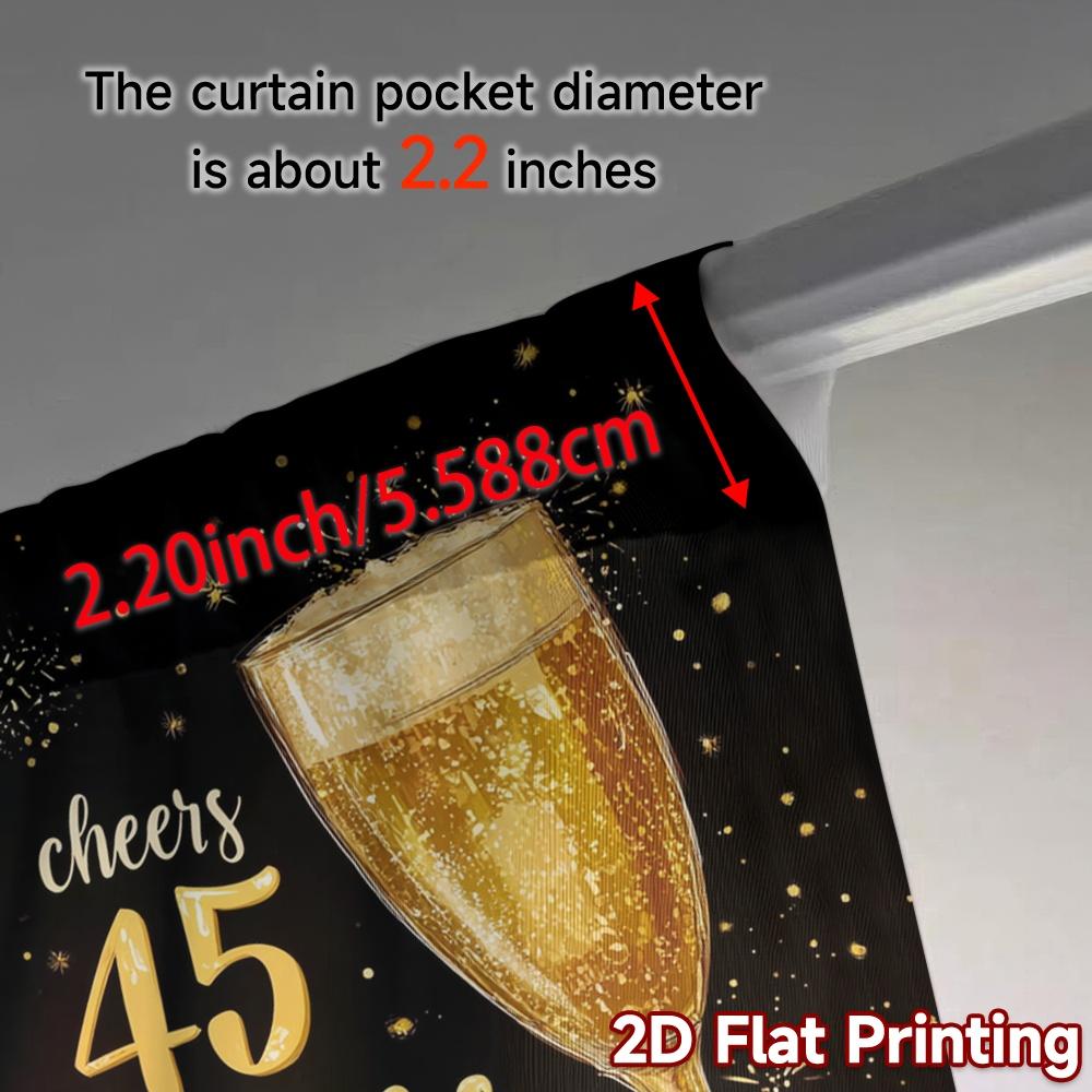 2pcs   2D FLAT PRINTING Curtains (Without Rod) Celebrating 45 Years Popular Creative Curtains Yarn Curtains Room Decor Suitable
