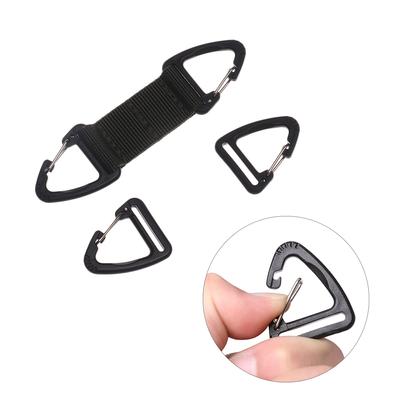 2/5pcs Black Backpack Accessories Outdoor Tool Keychain Belt Buckles Triangle Carabiner Hooks Spring Quickdraws Clip