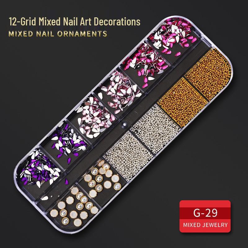 60 Nail Art Accessories: Rhinestones, Pearls, Rivets & Alloy Designs