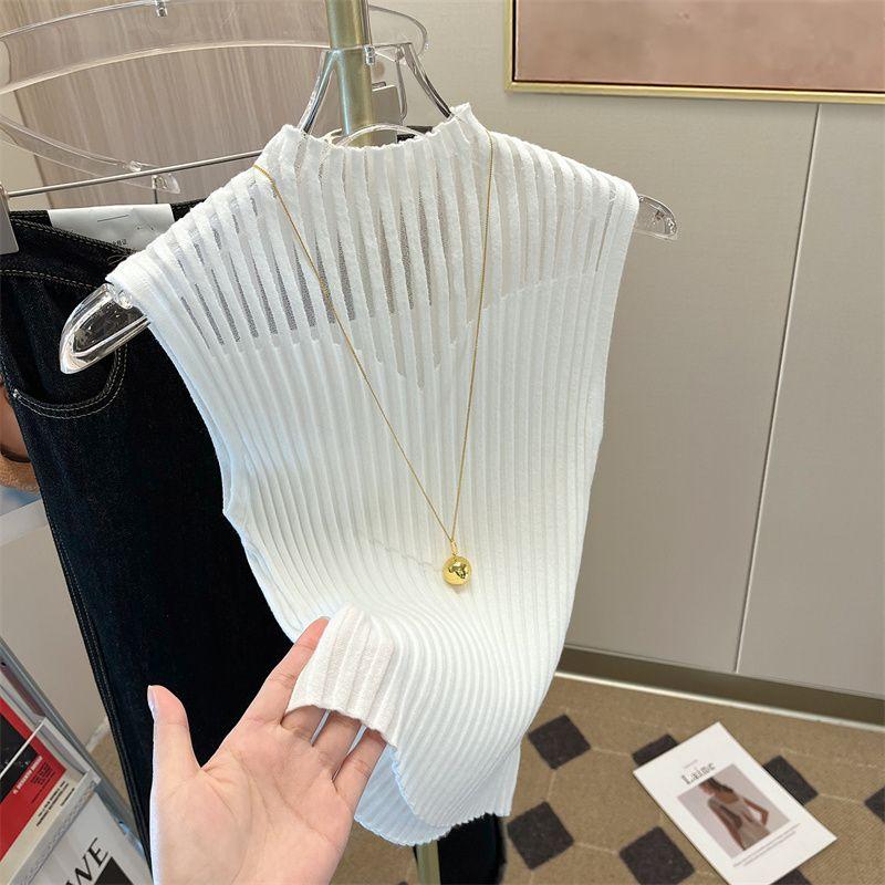 

Женские топы на бретелях с полувысоким воротником, летние повседневные уличные топы в корейском стиле, офисные женские винтажные элегантные вечерние топы One Size белый