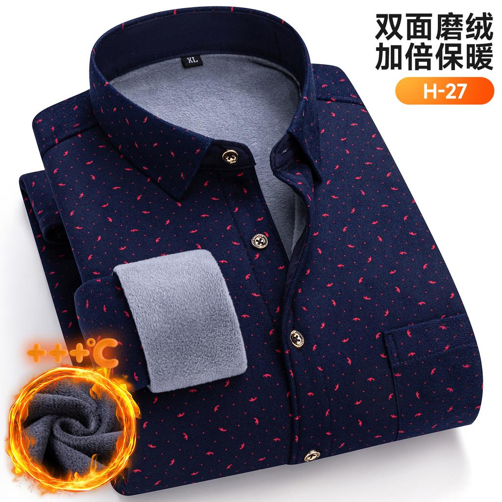 New Plus Size 8XL 7XL 6XL Men's Shirt Autumn Winter Fleece Thickened Warm Long Sleeve Plaid Business Casual Slim-fit Man Clothes