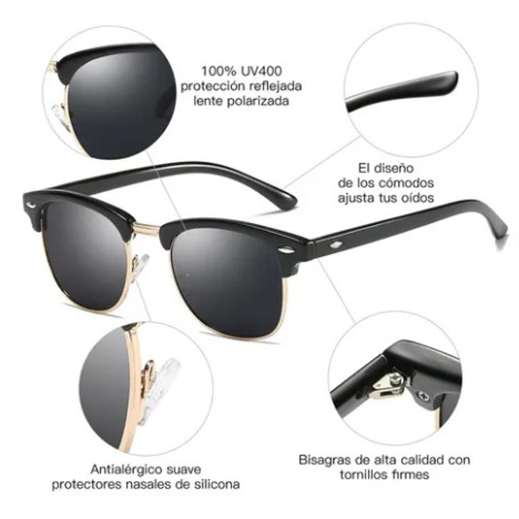 2pcs Polarized Sunglasses UV400 Protection Metal Black Frame PC Lens Fashion Vintage Polarized Sunglasses
