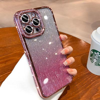 Brilliant Rhinestones Suitable for Apple 16pro Mobile Phone Case Water Corrugated Glitter Powder IPhone 15 Anti-fall Electroplating Protective Case