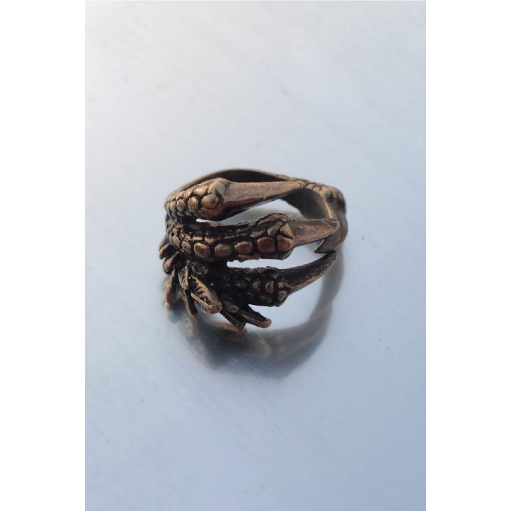 Antique Silver Plated Adjustable Ring With Dragon Claw Design