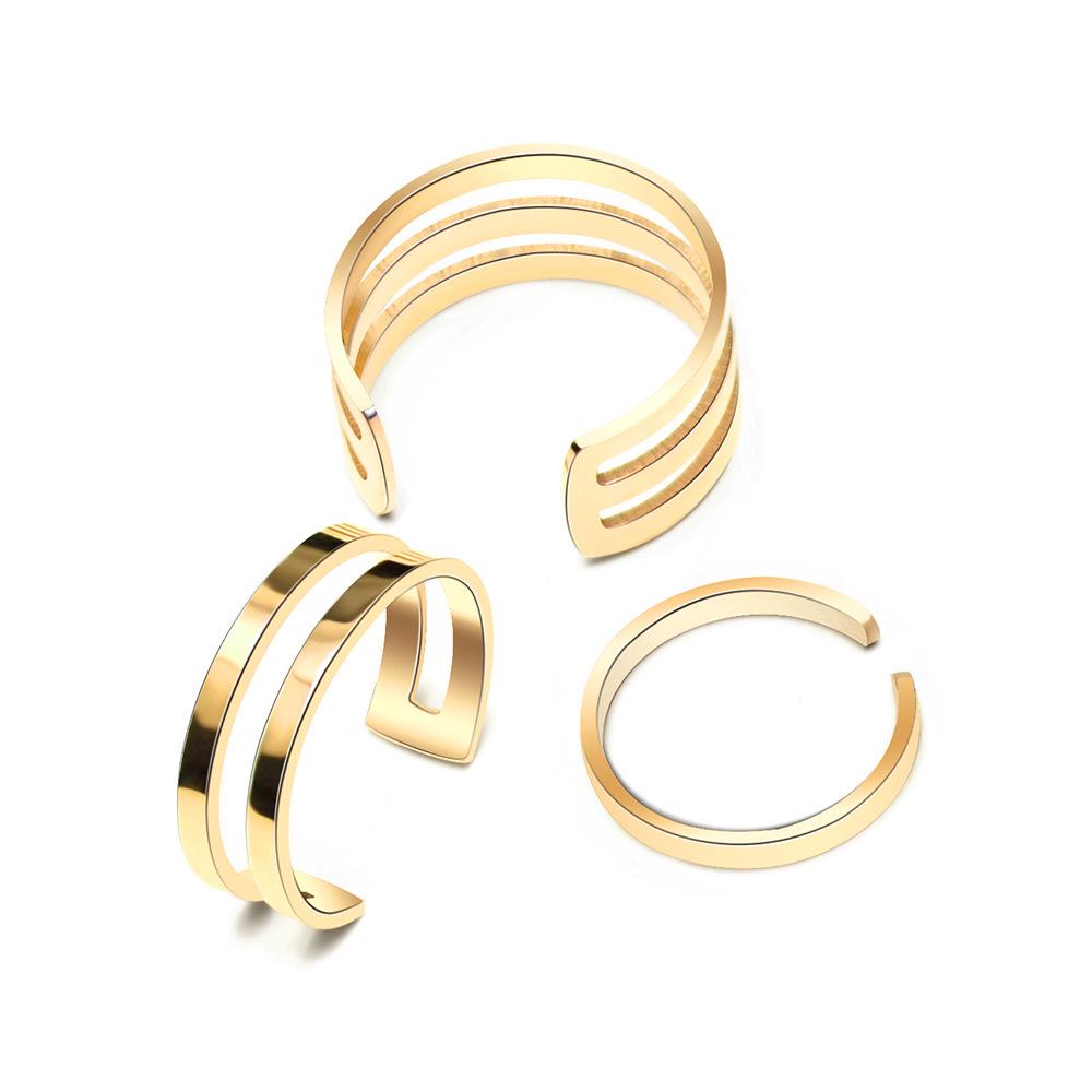 Oumeis Multi-Layer 18K Gold Titanium Steel Smooth Surface Couple Ring for Men & Women