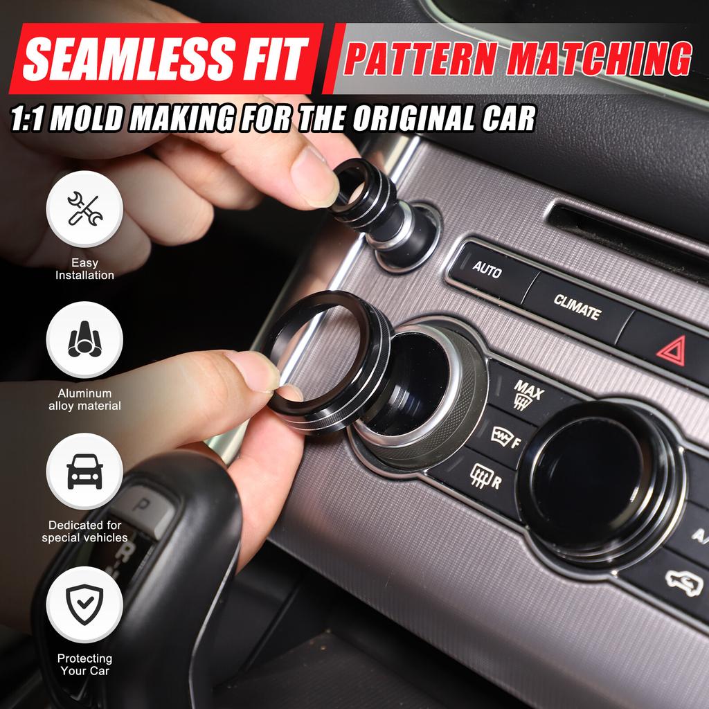 4PCS Black AC Volume Knob Cover For Land Rover range rover sport 2014-17