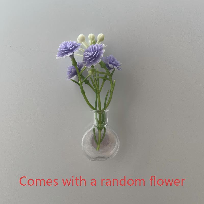 Magnetic Flower Vase Mini Glass Vases for Fridge Refrigerator Magnet Set Small Decorative Accessories