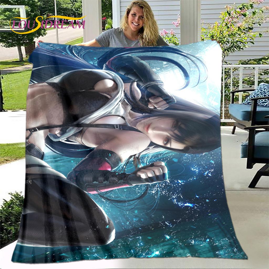 Tifa Aerith Sexy Girl Lace Anime Soft Plush Blanket,Flannel Blanket Throw Blanket for Living Room Bedroom Bed Sofa Picnic Cover