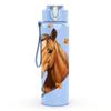 1PC Horse Head With Feather Decoration Print 750ml Color Plastic Sports Water Bottle Leakproof Flip Straw Lid Suitable for Sports Office Home Use