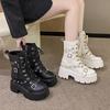 High-heeled Martin Boots for Women's New Autumn and Winter British Style Small Man Sweet and Cool Platform Locomotive Short Boots