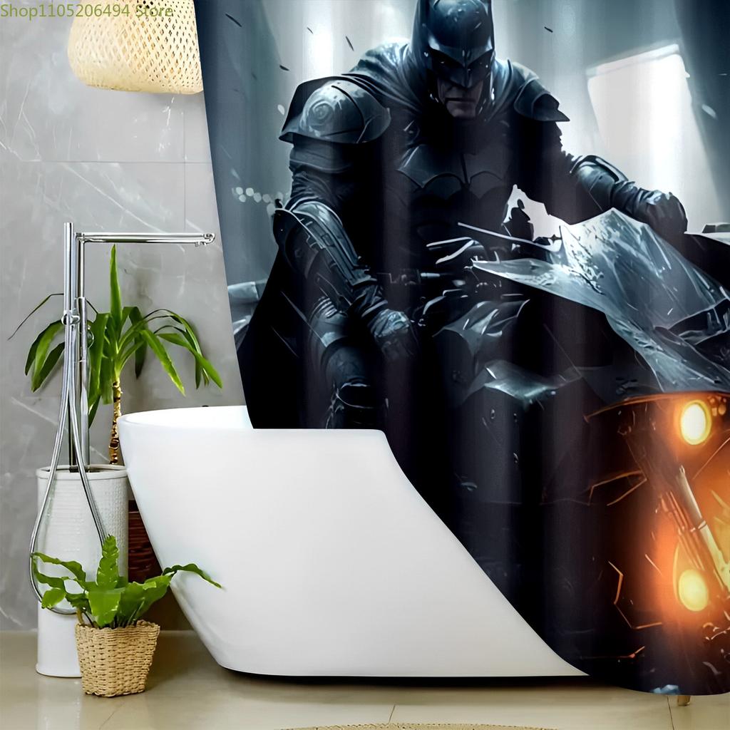 Batman Motorcycle Shower Curtain by Warner Bros, a Distinctive Bathroom Decoration for Superheroes, Perfect As a Valentine'S D