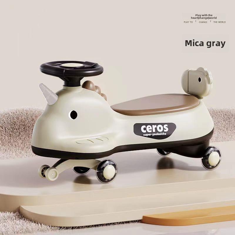 Children's Anti-Rollover Twist Car with Silent Flashing Wheels for Kids and Adults