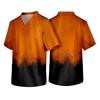 Men's Short Sleeve V Neck Halloween Print Medical Scrub Top with Chest Pocket Comfortable Fit Workwear for Healthcare Professionals