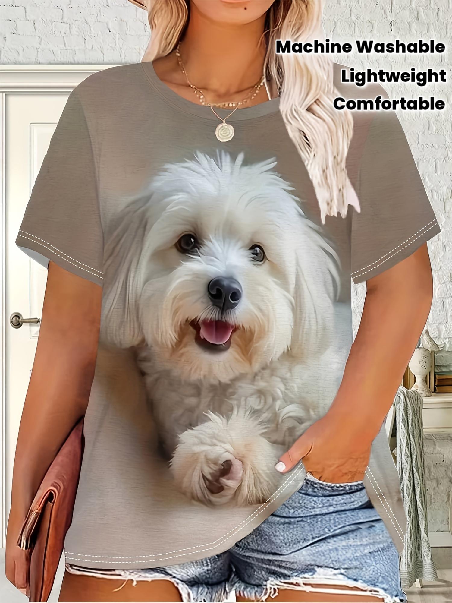 

Plus Size - Plus Size - Plus Size Women S Casual Short-Sleeve T-Shirt - 3D Cute Dog Print Round Neck Top. Lightweight And Comfortable. Machine Washabl S дубильна кора