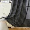1PC NAPEARL Semi Blackout Simple and Versatile Tassel Edge Decoration Black Color Curtain for Windows Balcony Living Room and Bedroom Home Decor