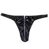 Muži Lakovaná kůže Spodní prádlo Přední Zip Boule Pouch Kalhotky Bikiny Spodní prádlo Tanga Exotické kalhotky