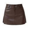 Women's Pu Leather Skirt Y2k High Waist Slit A-line Shorts Mini Skirt Slim Fit Female Clothing Autumn Winter
