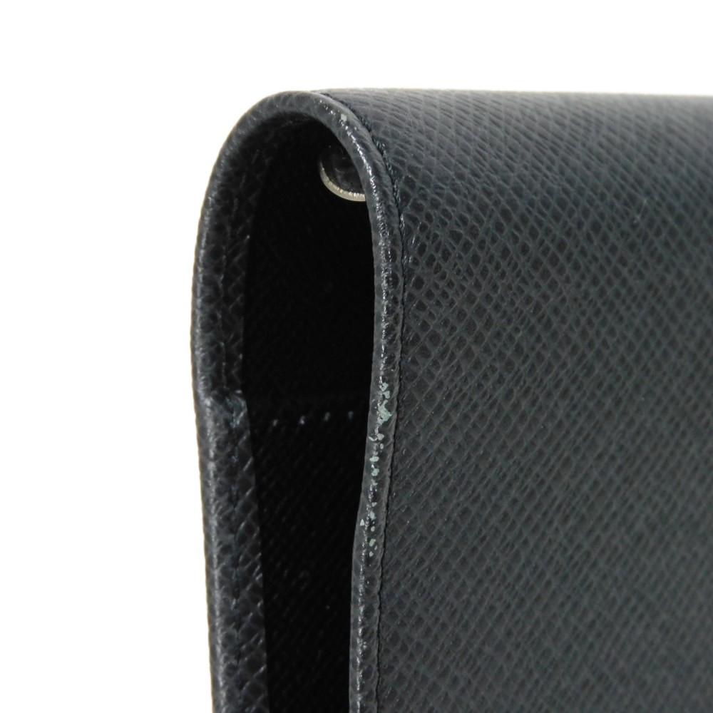 Used 12564 Agenda PM R20426 8001 LV Logo Charcoal Gray Diary with 6-hole Vuitton Card Case Taiga Ardoise Men's from