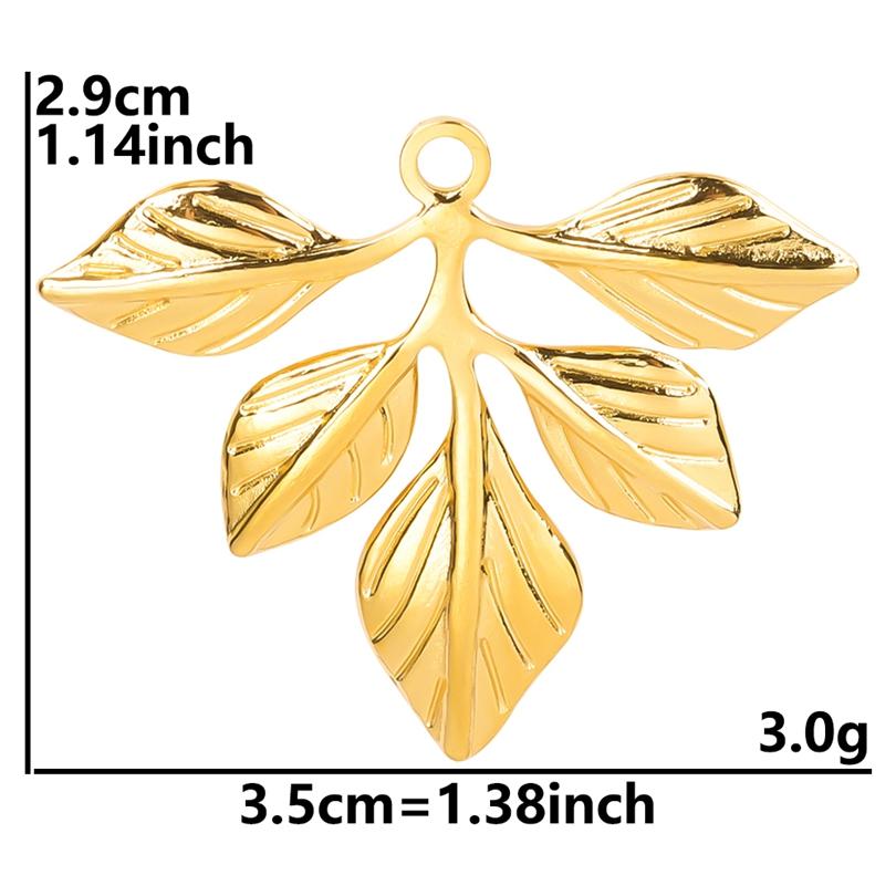 6pcs Gold Color Stainless Steel Charms For Jewelry Making Supplies Plant Leaf Flower Pendant Charm Cherry Pepper Sunflower Charm