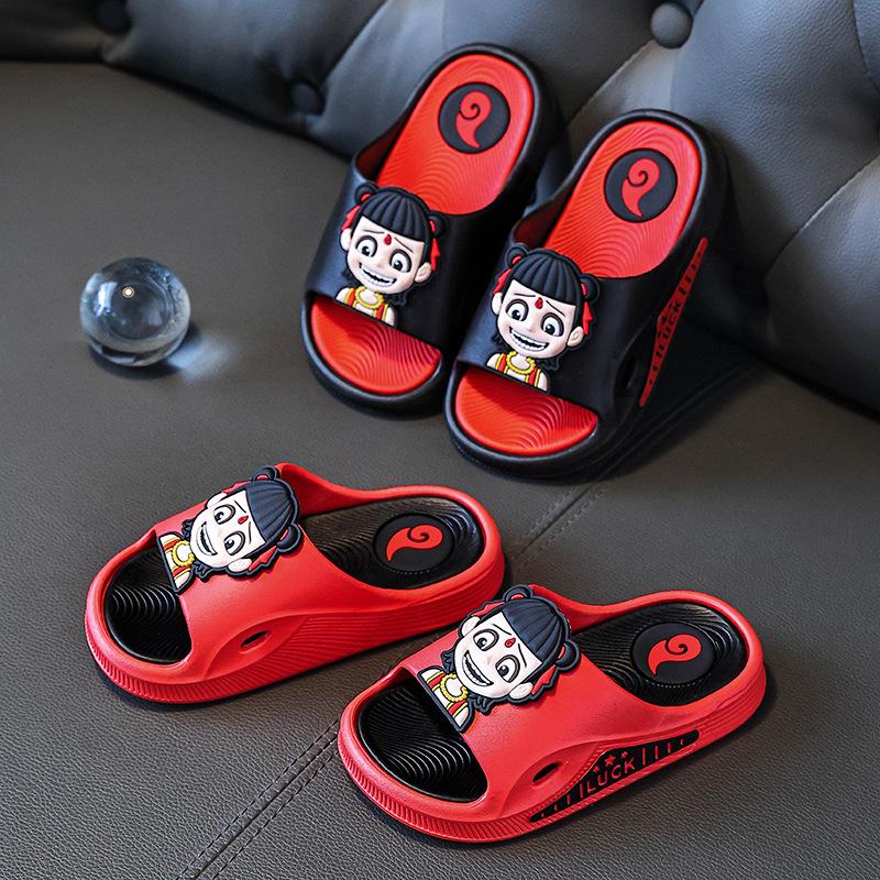 Nezha Kids' Slip-Resistant Cartoon Sandals for Indoor/Outdoor Use