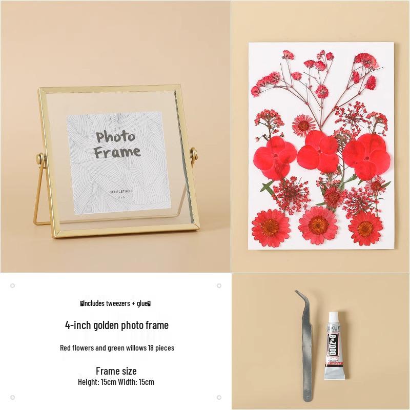 Nordic Creative DIY 3D Dried Flower Frame Kit - Simple Metal & Glass with Glue