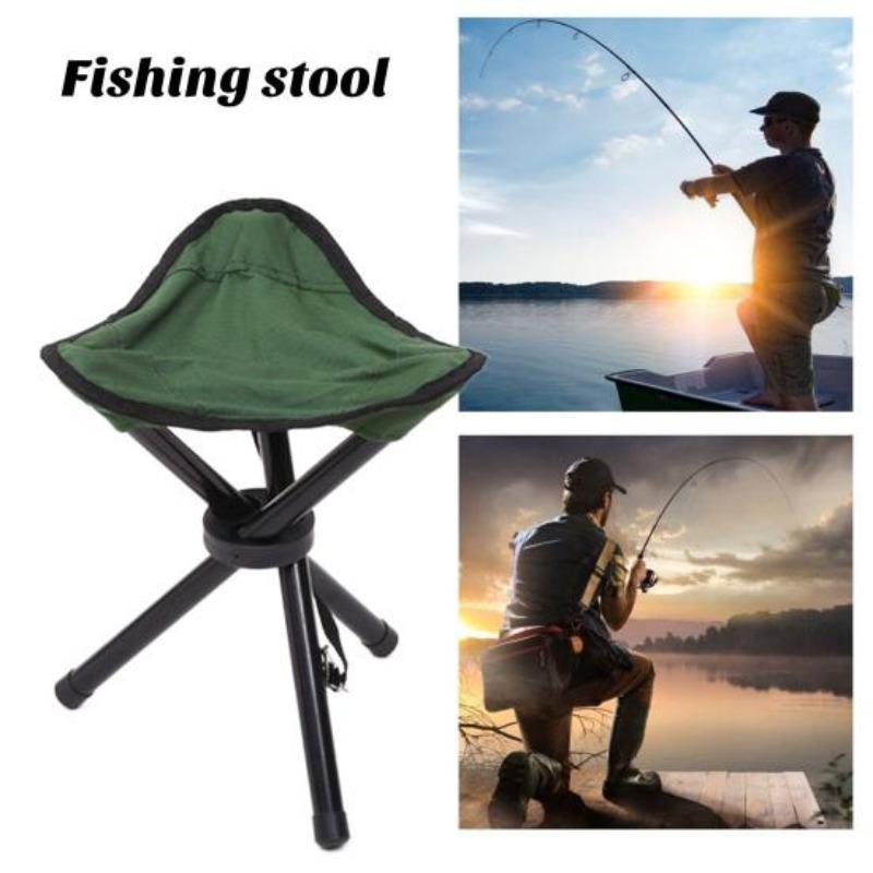 Utomhus hopfällbar pall Bärbar Lätt hopfällbar Picknick Jakt Fiske Camping Backpacking Vuxna 3-bent stativstol