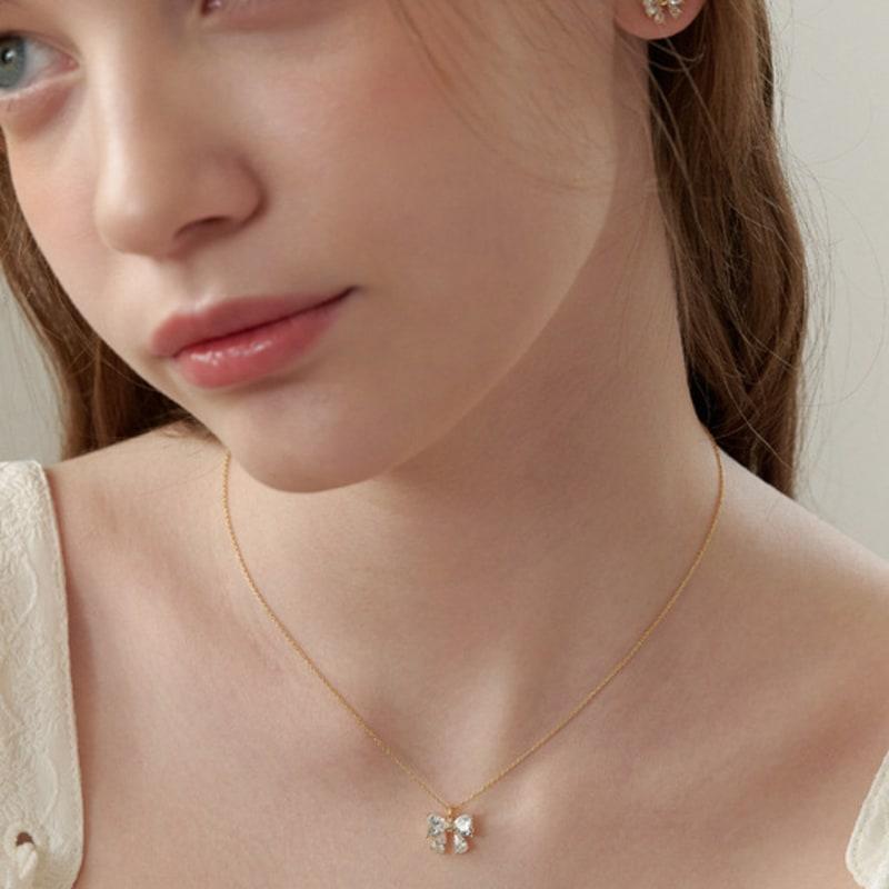 Tatiana (925 Silver) Twinkle Butterfly Ribbon Necklace NZ2180