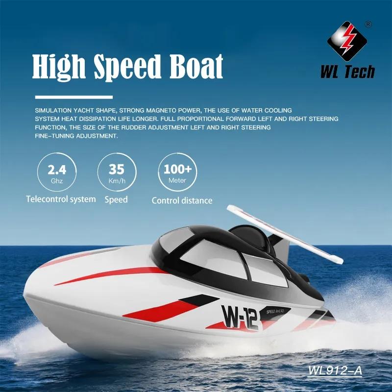WLtoys 2.4G WL912-A RC Boat Waterproof Upgrade 35km/H High SpeedBoat RechargeablE Remote Control Ship Adult Children Toys Gift