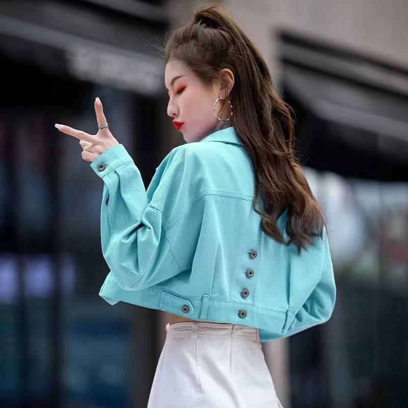 Lake Blue Women's High-Waist Petite Denim Jacket - Colorful Spring/Autumn 2025 Collection - Ultra Short Length