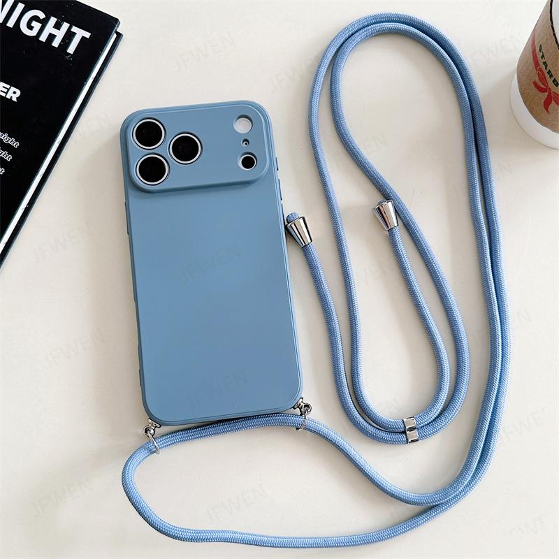 Umhängeband Einfarbige Hülle Für iphone 17 Air 16 15 14 Plus 13 Pro Max Luxus Stoßfestes Silikon Weiche TPU Rückseite